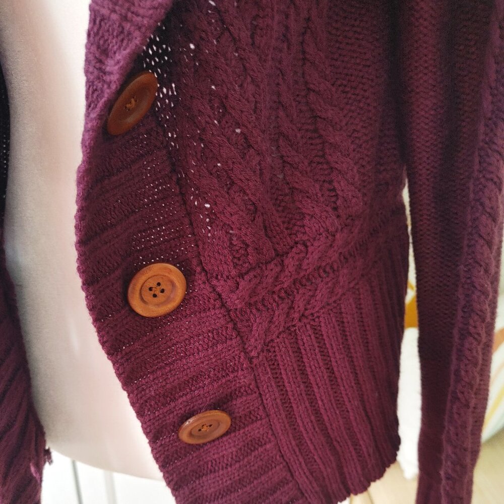 NWT EXPRESS Plum Purple Knit Cardigan Sweater - Size Large - Picture 2 of 3
